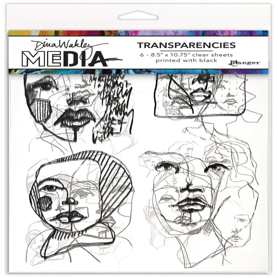 Dina Wakley Media Transparencies8.5"X10.75" 6/Pkg-Abstract Portraits Set 2 {1}