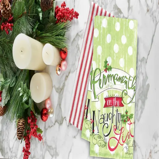 On The Naughty List Printed Flour Sack Kitchen Towel Dishtowel {4}