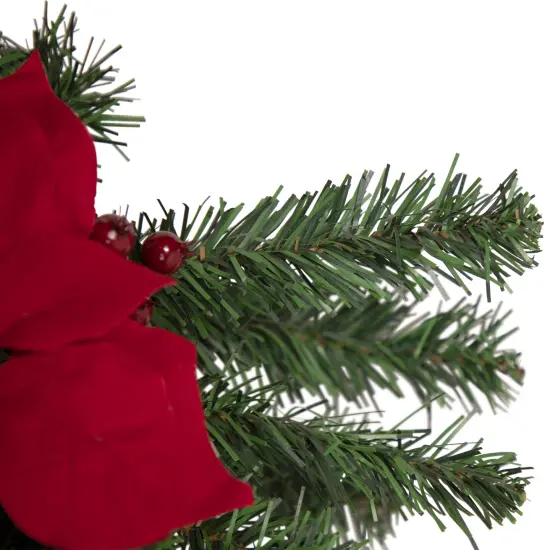 Northlight Poinsettia and Berry Artificial Christmas Teardrop Swag - 30'' - Unlit Red {4}