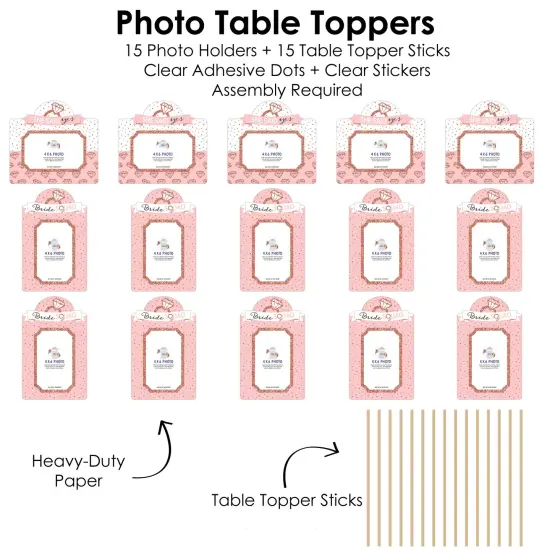 Big Dot of Happiness Bride Squad - Rose Gold Bridal Shower or Bachelorette Party Picture Centerpiece Sticks - Photo Table Toppers - 15 Pieces {6}