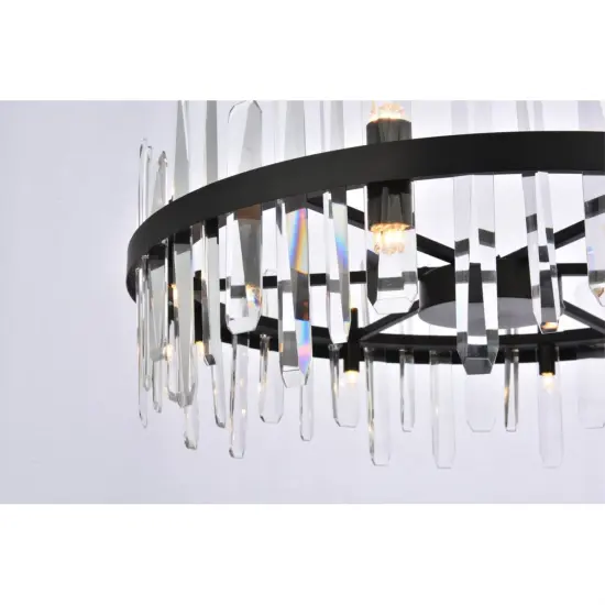 Serena 32 inch crystal round chandelier in black {4}