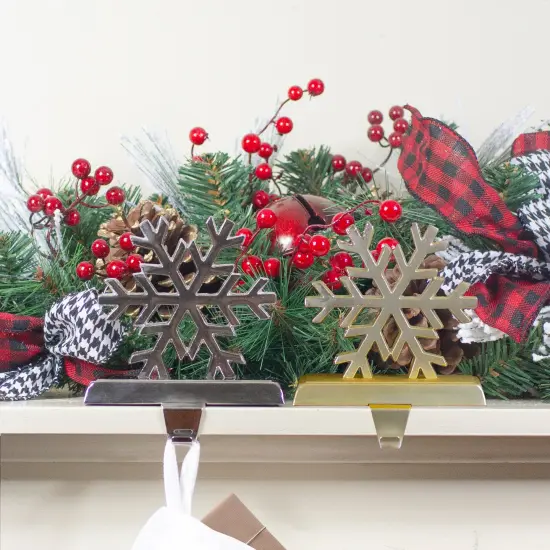 Northlight Set of 2 Gold and Silver Shiny Snowflake Christmas Stocking Holders {3}
