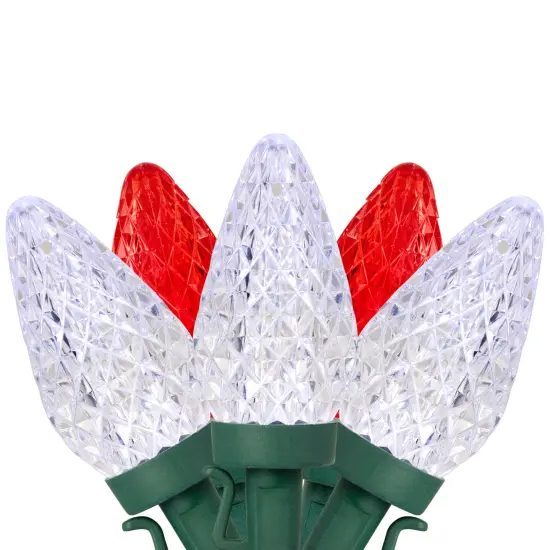 Northlight LED Faceted C9 Christmas Lights - Red and Pure White - 66' Green Wire - 100ct {1}