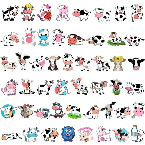 Wrapables Waterproof Vinyl Stickers for Water Bottles, Laptop, Phones, Skateboards, Decals for Teens, 100pcs Ducks and Cows {2}