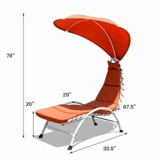 Patio Hanging Swing Hammock Chaise Lounger Chair with Canopy Orange {5}