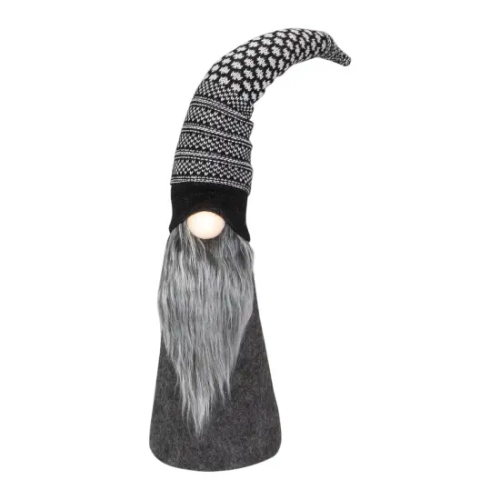Northlight LED Lighted Cone Gnome with Knitted Hat Christmas Figure - 20" - Black and White {1}