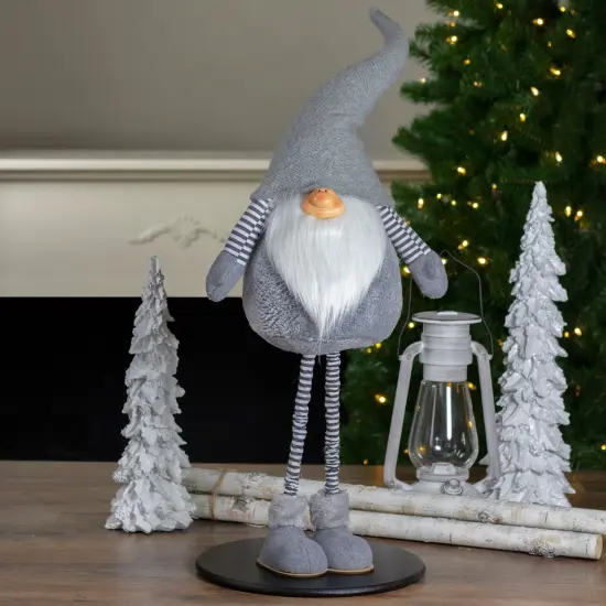 Northlight Chubby Adjustable Height Smirking Gnome - 42" - Gray and White {3}