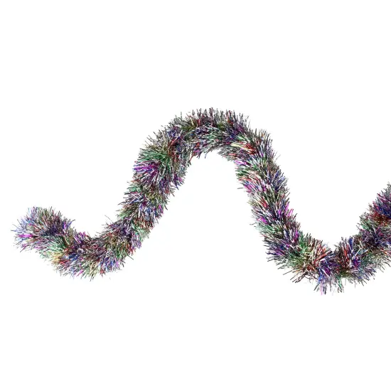 Northlight Shiny Foil Tinsel Commercial Christmas Garland - 50' x 3" - Multicolor - Unlit Silver {1}