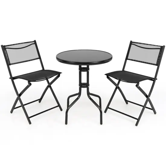 3 Piecs Folding Bistro Table Chairs Set for Indoor and Outdoor {1}