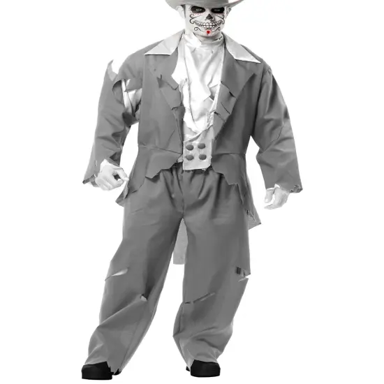 Adult Men's Grey Zombie Prom Ghost Groom Costume {1}