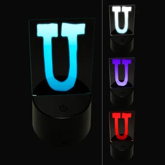 Letter U Uppercase Cute Typewriter Font 3D Illusion LED Night Light Sign Nightstand Desk Lamp {1}