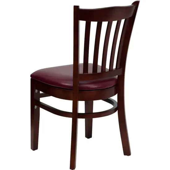 Emma and Oliver Vertical Slat Back Wooden Restaurant Dining Chair BurgundyVYL/Mahogany {3}