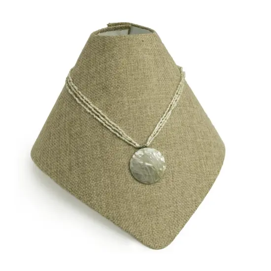 Foldable Snap Fasten Necklace Cone Display White Leatherette {3}