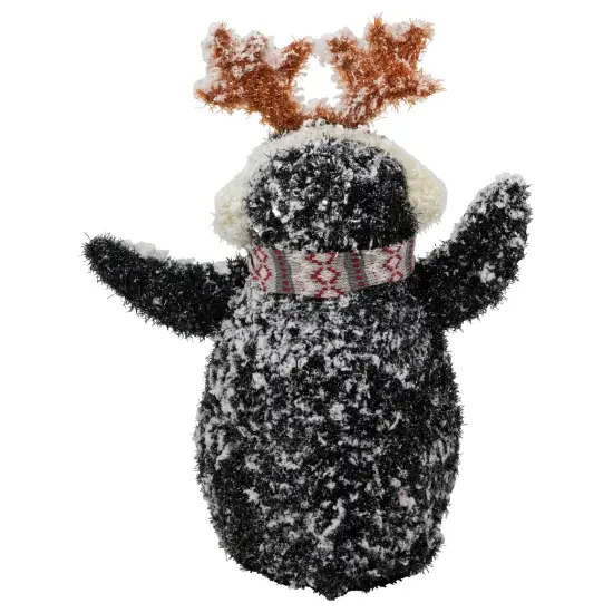 Northlight Lighted Snowy Penguin in Antler Hat Outdoor Christmas Decoration - 22" - Warm White Black {7}