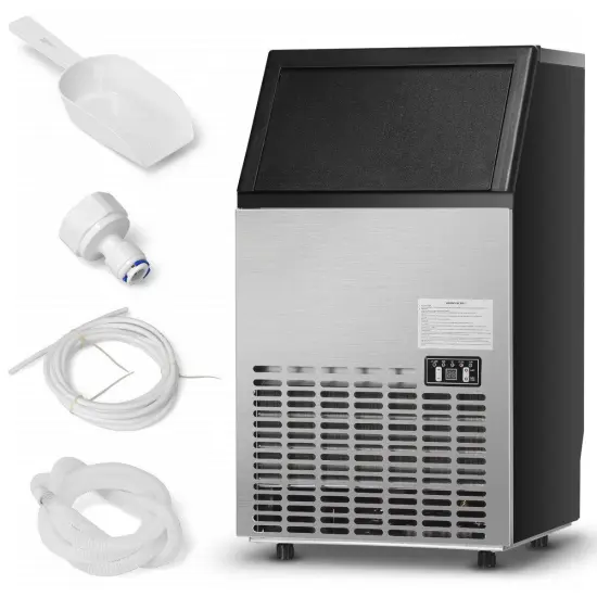 Costway Built-In Stainless Steel Commercial 110Lbs/24H Ice Maker Portable Ice Machine {1}