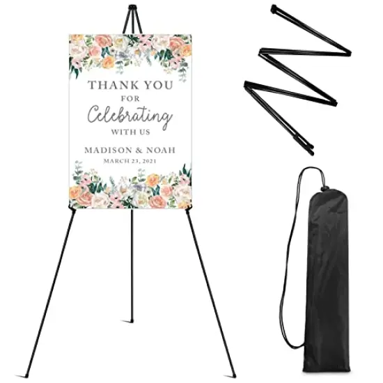 Easel Stand for Display, 63'' Instant Easel, Foldable Portable Ground Easel for Wedding Banner and Poster Display Stand, Tabletop Easel Display Metal Tripod with Portable {2}