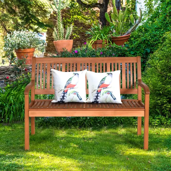 2- Person Solid Wood Garden Bench with Curved Backrest and Wide Armrest {6}
