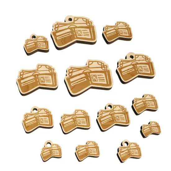 Wallet Billfold Full of Cash Money Mini Wood Shape Charms Jewelry DIY Craft {7}