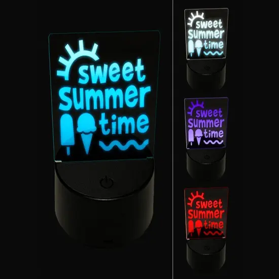 Sweet Summer Time 3D Illusion LED Night Light Sign Nightstand Desk Lamp {1}