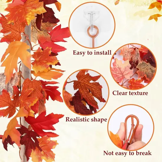2 Pack Fall Garland 5.6ft Maple Leaf Garland Artificial Autumn Leaves Garland for Home {6}