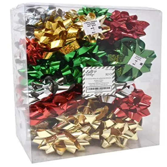 30 Christmas Self Adhesive Gift Bows and 8 Rolls of Christmas Curling Ribbons by Gift Boutique {2}