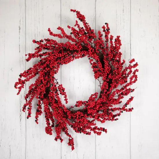 Northlight Red and Burgundy Berry Artificial Christmas Wreath, 22-Inch Unlit {3}