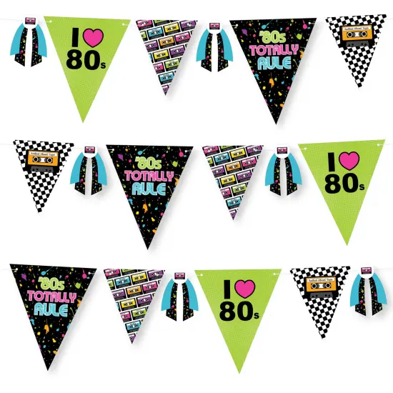 Big Dot of Happiness 80's Retro - DIY Totally 1980s Party Pennant Garland Decoration - Triangle Banner - 30 Pieces {1}