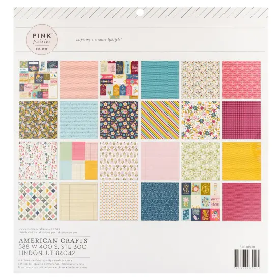 Pink Paislee Double-Sided 12x12" Paper Pad 24/Pkg-Gold Foil, Joyful Notes {2}