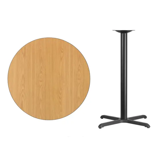 Emma and Oliver 36" Round Laminate Table Top with 30"x30" Bar Height Table Base Black {10}