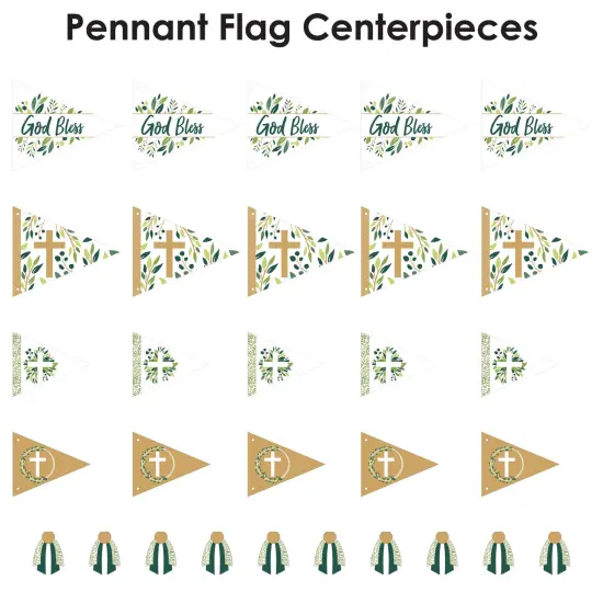 Big Dot of Happiness Elegant Cross - Triangle Religious Party Photo Props - Pennant Flag Centerpieces - Set of 20 {7}