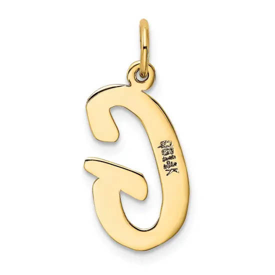 14K Yellow Gold Large Script Initial Letter G Charm Jewerly 22mm x 12mm {4}