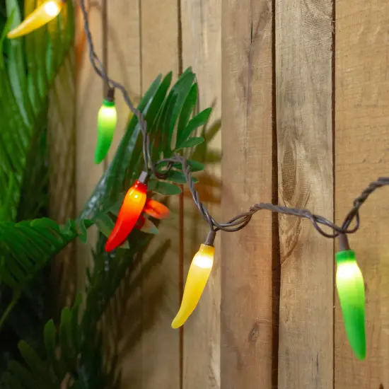 Northlight 35-Count Vibrantly Colored Chili Pepper String Light Set, 22.5' Brown Wire Multi {3}