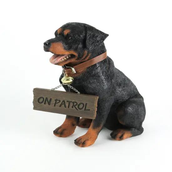 Buddy Rottweiler Guard Dog Indoor Outdoor Statue with Reversible Message Sign {3}