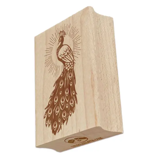 Radiant Peacock Elegant Bird Rectangle Rubber Stamp for Stamping Crafting {7}
