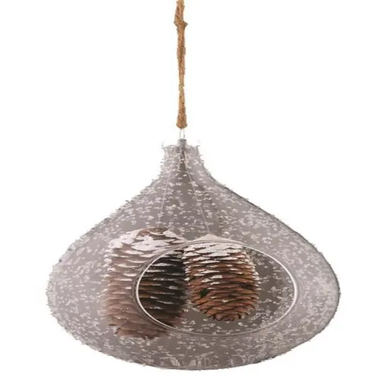 Napa Home & Garden 7.5" Dangling Pine Cones in Frosted Teardrop Christmas Ornament Clear {1}