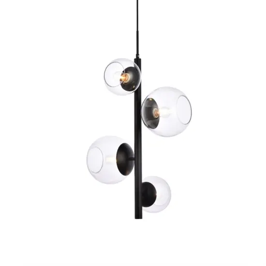 Wells 18 inch pendant in black with clear shade {3}