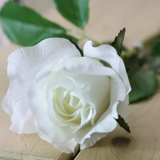 Allstate Rose Artificial Floral Spray - 21.5" - Cream White {4}