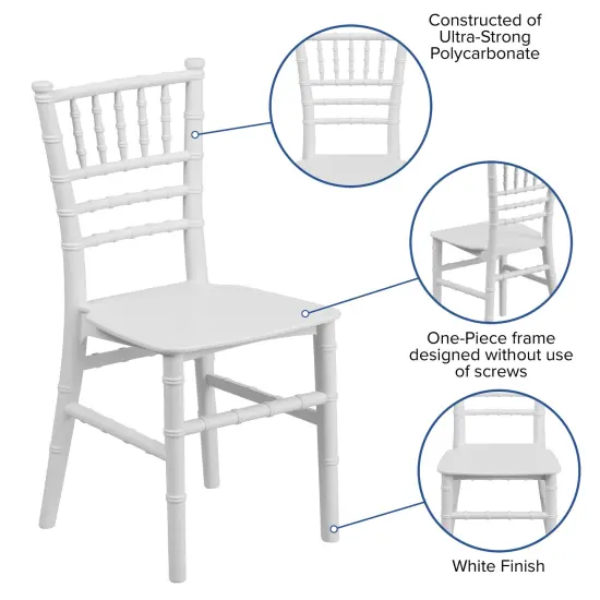 Emma and Oliver Child&rsquo;s All Occasion Resin Chiavari Chair for Home or Home Based Rental Business White {3}