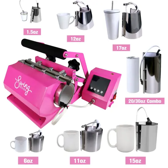 Swing Design 7-in-1 Tumbler Heat Press 20oz/30oz - Pink {2}