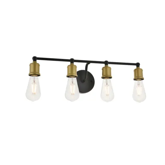 Serif 4 light brass and black Wall Sconce {4}