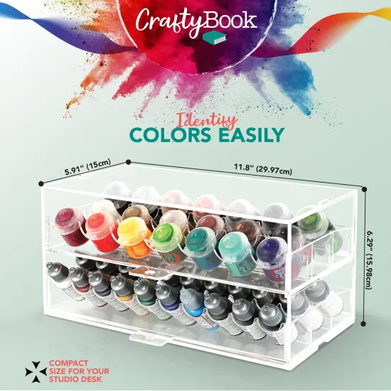 CraftyBook Acrylic Paint Organizers and Storage Drawers - 50 Bottle Paint Holder {4}