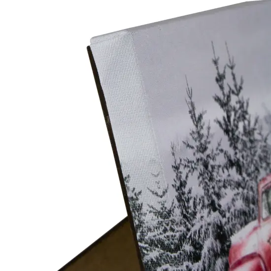 Northlight Lighted Christmas Tree in a Red Truck Canvas Art - 8" Green {4}
