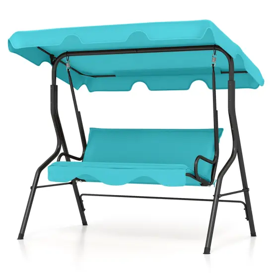 Costway Patio 3 Seats Canopy Swing Glider Hammock Cushioned Steel Frame Outdoor Black/Blue/Coffee/Green/Grey/Navy/Beige {7}