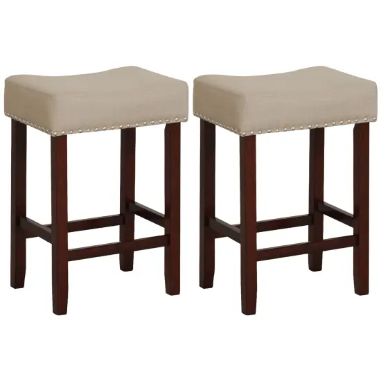 Costway Set of 2 Bar Stools Counter Height Saddle Kitchen Chairs with Wooden Legs {7}