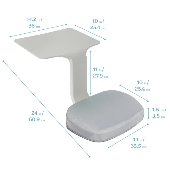 The Surf Portable Lap Desk and Surf Cushion, Flexible Seating Floor Desk with Foam Pad, 1-Pack Light Grey {2}