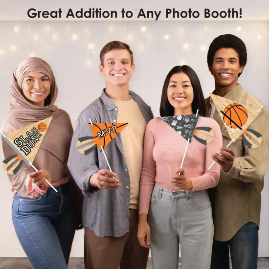 Big Dot of Happiness Nothin' But Net - Basketball - Triangle Baby Shower or Birthday Party Photo Props - Pennant Flag Centerpieces - Set of 20 {6}