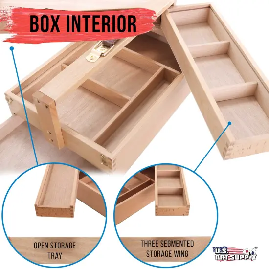 Large Multi-Function Wooden Artist Tool & Brush Storage Box {3}