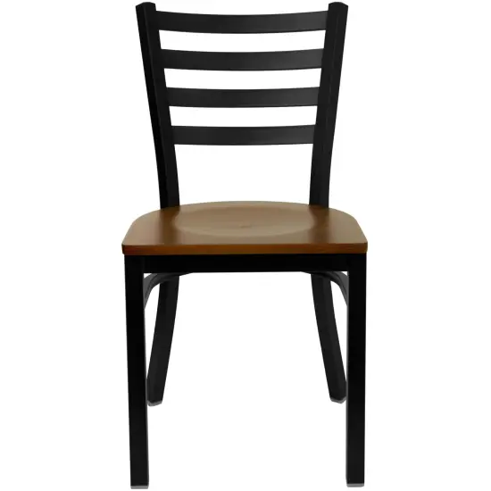 Emma and Oliver 2 Pack Ladder Back Metal Restaurant Chair Cherry/BlackMetal {2}