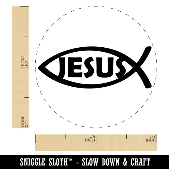 Jesus Ichthys Fish Christian Sketch Self-Inking Rubber Stamp for Stamping Crafting Planners Blue {1}