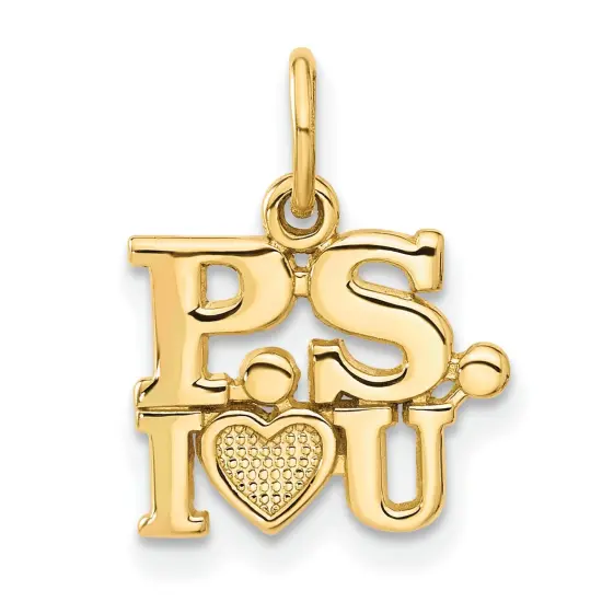 14K Gold P.S. I Love You Charm Jewelry FindingKing 17mm x 12mm {1}